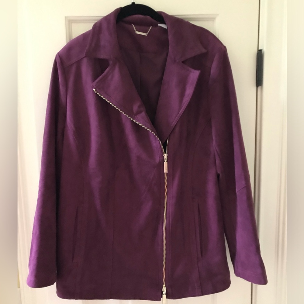 Chico’s Size 2 Faux Suede Moto Jacket